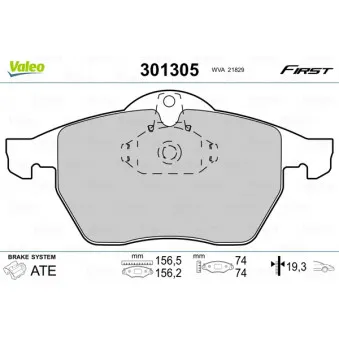 Jeu de 4 plaquettes de frein avant VALEO 301305