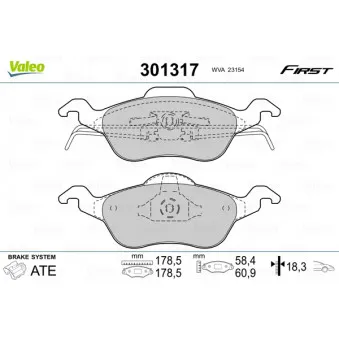 Jeu de 4 plaquettes de frein avant VALEO 301317