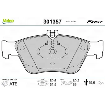 Jeu de 4 plaquettes de frein avant VALEO 301357