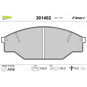 Jeu de 4 plaquettes de frein avant VALEO 301402