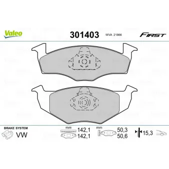 Jeu de 4 plaquettes de frein avant VALEO 301403