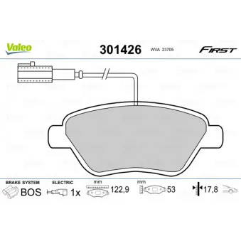 Jeu de 4 plaquettes de frein avant VALEO 301426