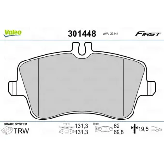 Jeu de 4 plaquettes de frein avant VALEO 301448