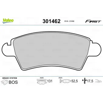 Jeu de 4 plaquettes de frein avant VALEO 301462