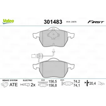 Jeu de 4 plaquettes de frein avant VALEO 301483