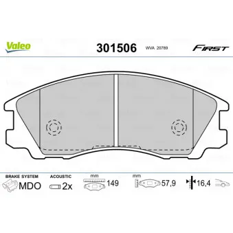 Jeu de 4 plaquettes de frein avant VALEO 301506