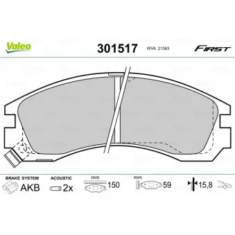 Jeu de 4 plaquettes de frein avant VALEO 301517