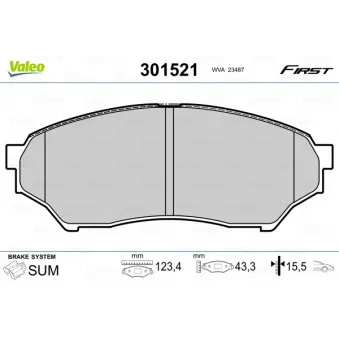 Jeu de 4 plaquettes de frein avant VALEO 301521