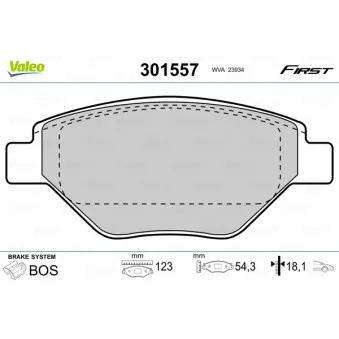 Jeu de 4 plaquettes de frein avant VALEO 301557