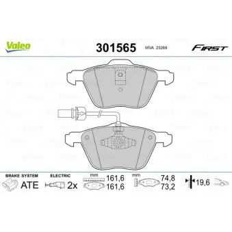 Jeu de 4 plaquettes de frein avant VALEO 301565