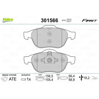 Jeu de 4 plaquettes de frein avant VALEO 301566