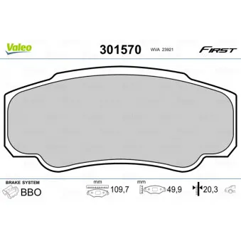 Jeu de 4 plaquettes de frein arrière VALEO 301570