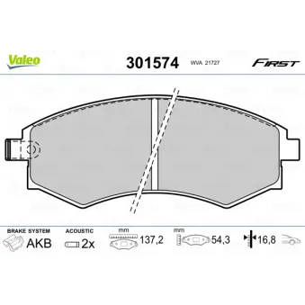 Jeu de 4 plaquettes de frein avant VALEO 301574