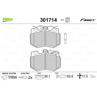 Jeu de 4 plaquettes de frein avant VALEO 301714