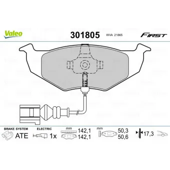 Jeu de 4 plaquettes de frein avant VALEO 301805