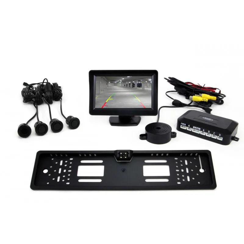 Système d'aide au stationnement TFT 4,3 "avec CAM-402 LED 4 capteurs noir" GOLD " AMIO 01553