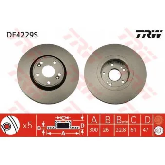 Jeu de 2 disques de frein avant TRW DF4229S