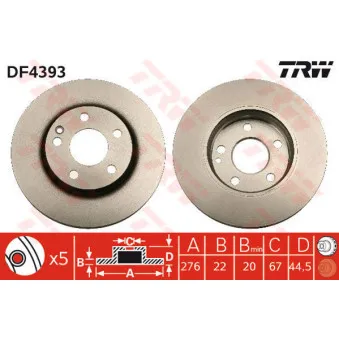 Jeu de 2 disques de frein avant TRW DF4393