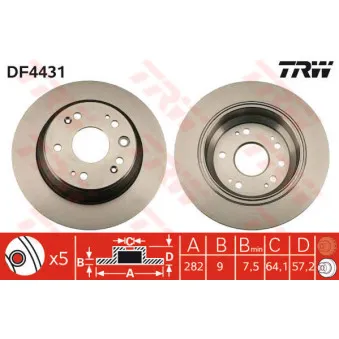 Jeu de 2 disques de frein arrière TRW DF4431