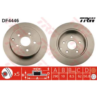 Jeu de 2 disques de frein arrière TRW DF4446