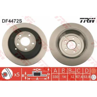 Jeu de 2 disques de frein arrière TRW DF4472S