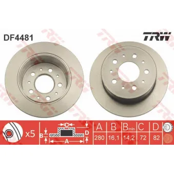 Jeu de 2 disques de frein arrière TRW DF4481