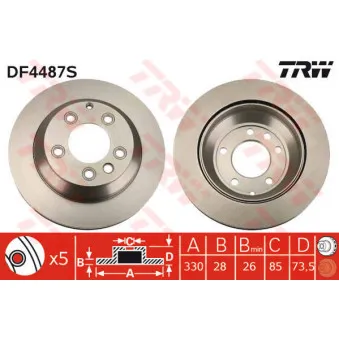 Jeu de 2 disques de frein arrière TRW DF4487S