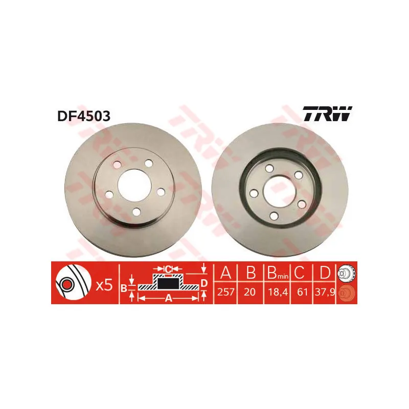 Jeu de 2 disques de frein avant TRW DF4503