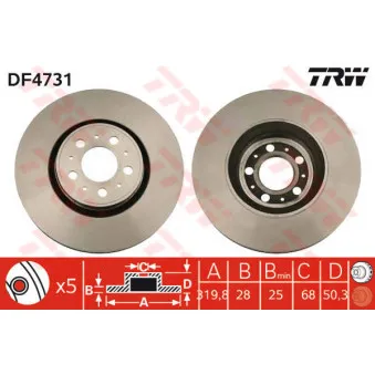 Jeu de 2 disques de frein avant TRW DF4731