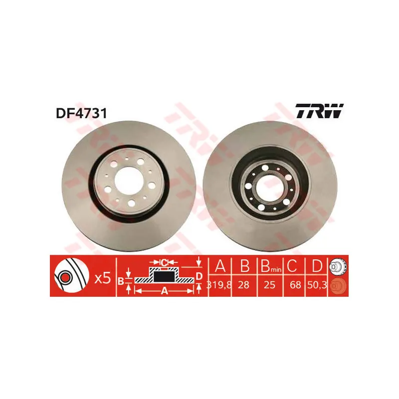 Jeu de 2 disques de frein avant TRW DF4731