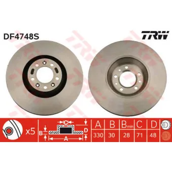 Jeu de 2 disques de frein avant TRW DF4748S