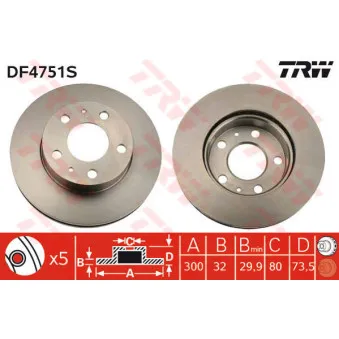 Jeu de 2 disques de frein avant TRW DF4751S