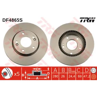 Jeu de 2 disques de frein avant TRW DF4865S