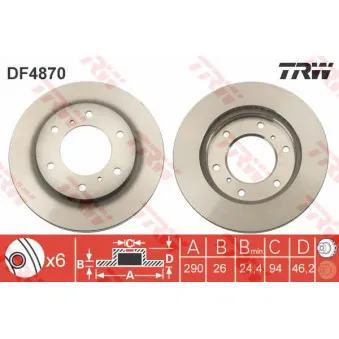 Jeu de 2 disques de frein avant TRW DF4870