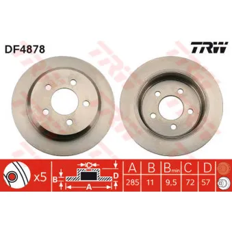 Jeu de 2 disques de frein arrière TRW DF4878