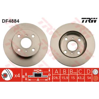 Jeu de 2 disques de frein avant TRW DF4884