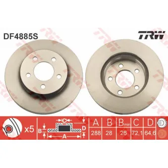 Jeu de 2 disques de frein avant TRW DF4885S