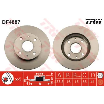 Jeu de 2 disques de frein avant TRW DF4887