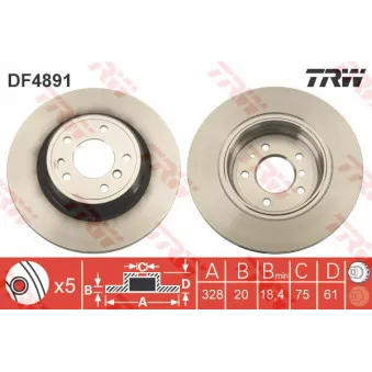 Disque de frein arrière gauche TRW DF4891