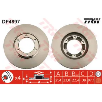 Jeu de 2 disques de frein avant TRW DF4897