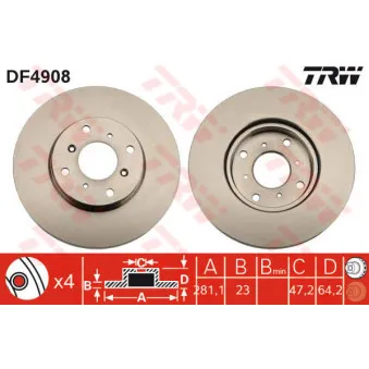 Jeu de 2 disques de frein avant TRW