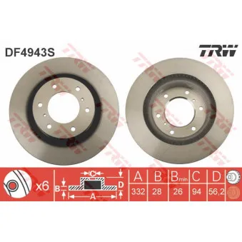 Jeu de 2 disques de frein avant TRW DF4943S