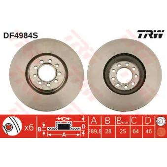 Jeu de 2 disques de frein avant TRW DF4984S