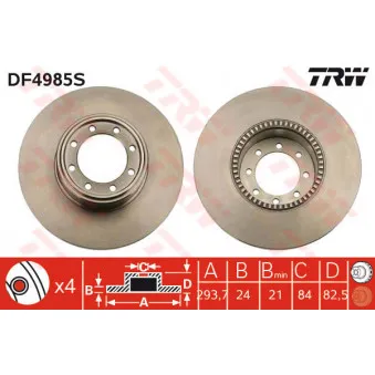 Jeu de 2 disques de frein arrière TRW DF4985S