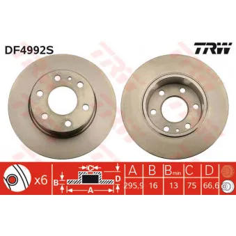 Jeu de 2 disques de frein arrière TRW DF4992S