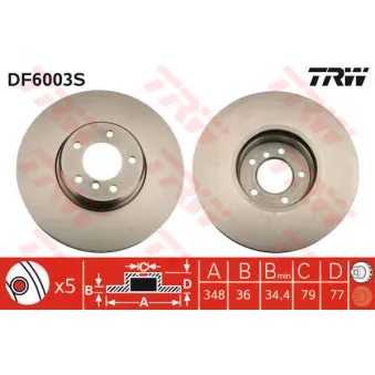 Jeu de 2 disques de frein avant TRW DF6003S