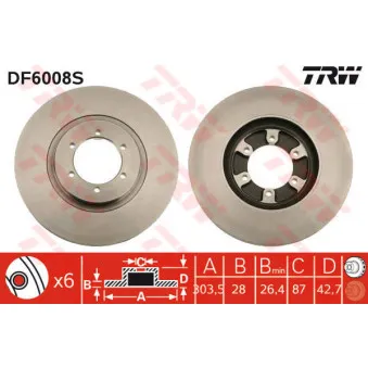 Jeu de 2 disques de frein avant TRW DF6008S