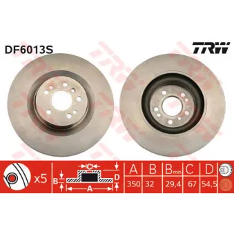 Jeu de 2 disques de frein avant TRW DF6013S