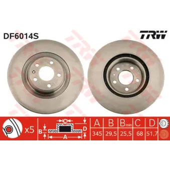 Jeu de 2 disques de frein avant TRW DF6014S