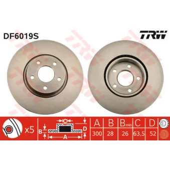 Jeu de 2 disques de frein avant TRW DF6019S